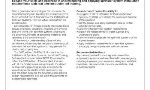 NFPA 13, Standard for the Installation of Sprinkler Systems (edition 2025 )
