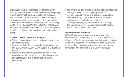 NFPA 20 ®, Standard for the Installation of Stationary Pumps for Fire Protection (edition 2025)